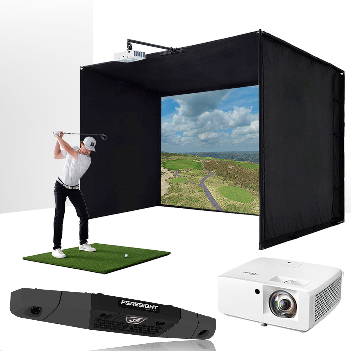 Foresight Falcon with PlayBetter SimStudio™ BYO (Build Your Own) Package – Custom Home Golf Simulator Studio Builder with Impact Screen, Enclosure, Optional Mats, Projector & More