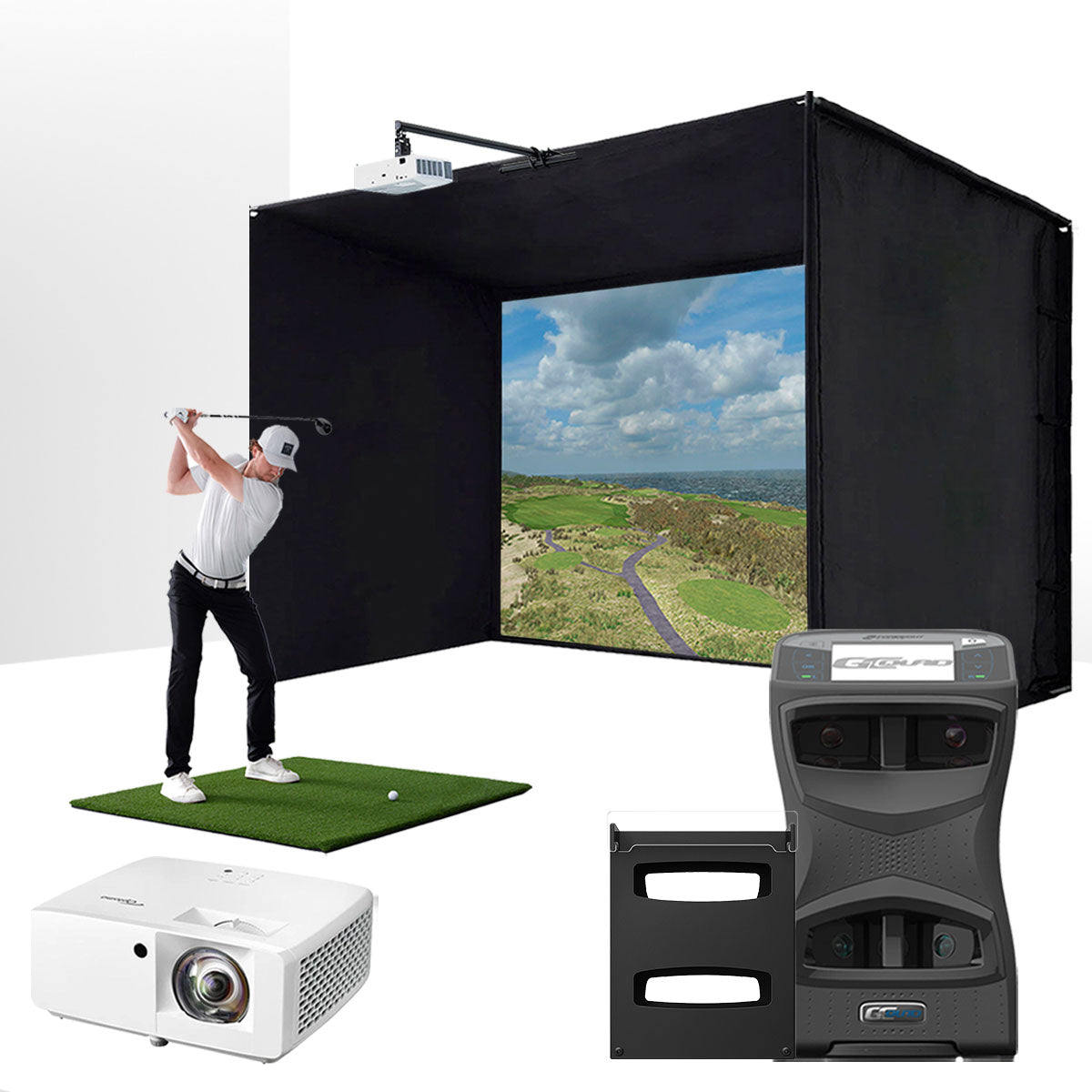 Foresight GCQuad with PlayBetter SimStudio™ BYO (Build Your Own) Package – Custom Home Golf Simulator Studio Builder with Impact Screen, Enclosure, Optional Mats, Projector & More