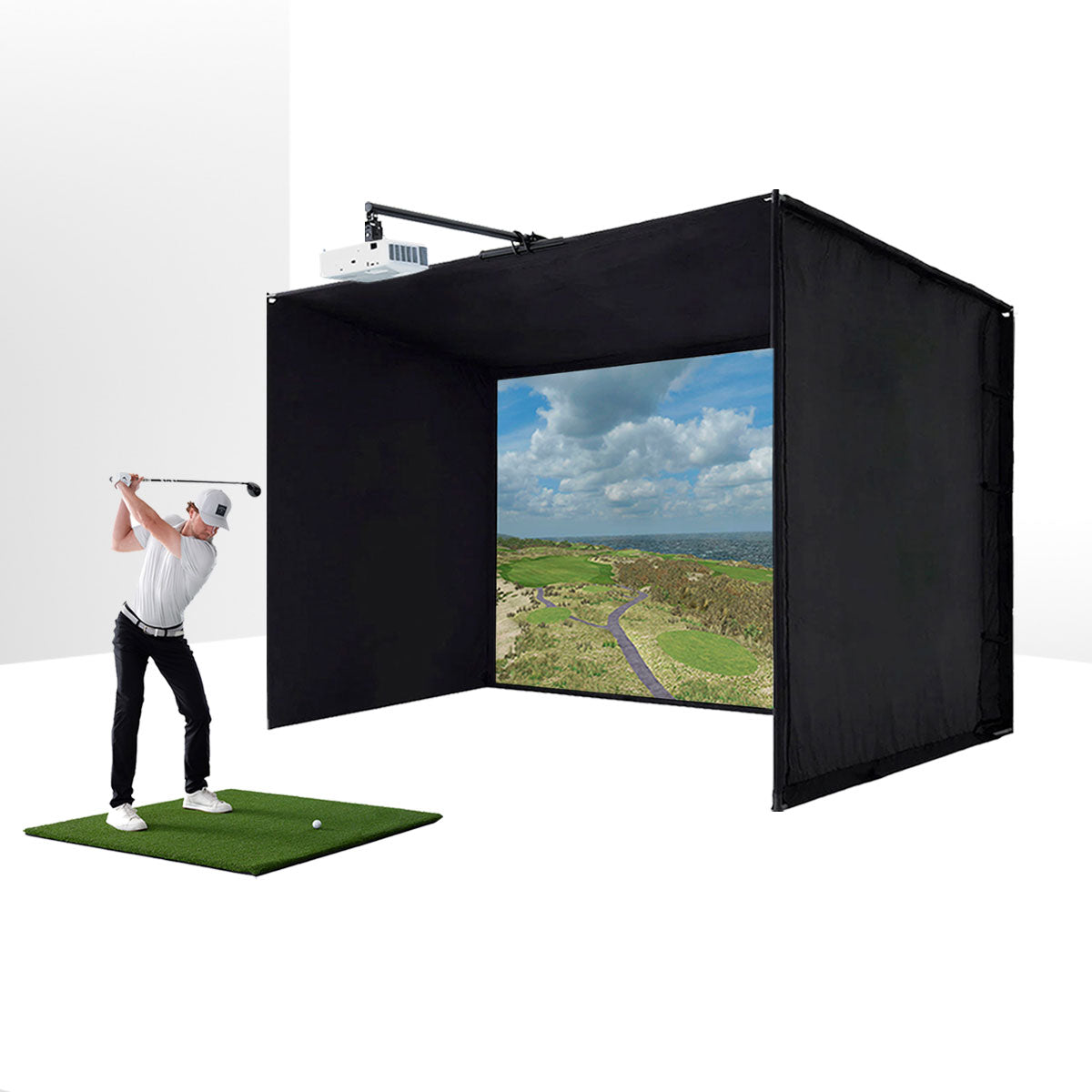 PlayBetter SimStudio™ BYO (Build Your Own) Package – Custom Home Golf Simulator Studio Builder with Impact Screen, Enclosure, Optional Mats, Projector & More