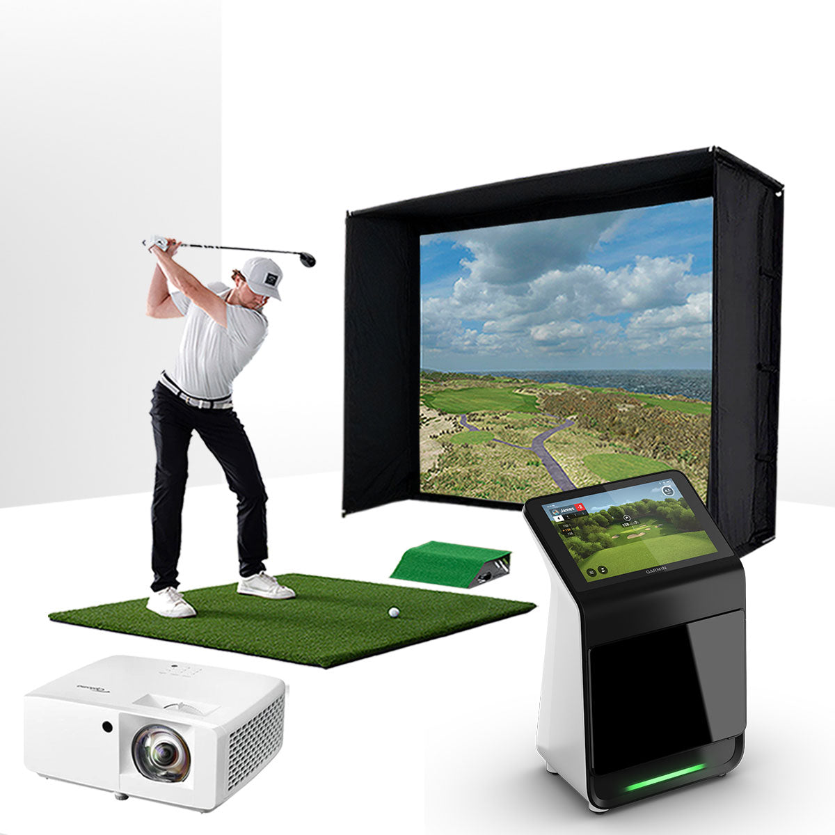 Garmin Approach R50 with PlayBetter SimStudio™ BYO (Build Your Own) Package – Custom Home Golf Simulator Studio Builder with Impact Screen, Enclosure, Optional Mats, Projector & More