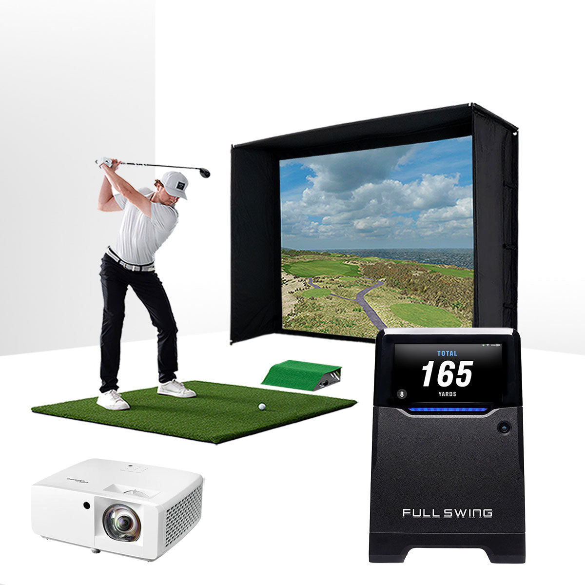 Full Swing KIT with PlayBetter SimStudio™ ESSENTIALS Package | Golf Simulator Studio with Impact Screen, Enclosure, Hitting Mat, & Projector