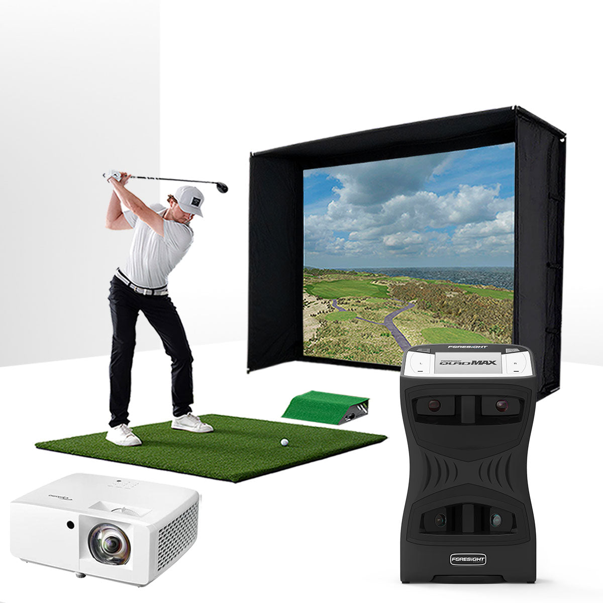 Foresight QuadMAX with PlayBetter SimStudio™ BYO (Build Your Own) Package – Custom Home Golf Simulator Studio Builder with Impact Screen, Enclosure, Optional Mats, Projector & More