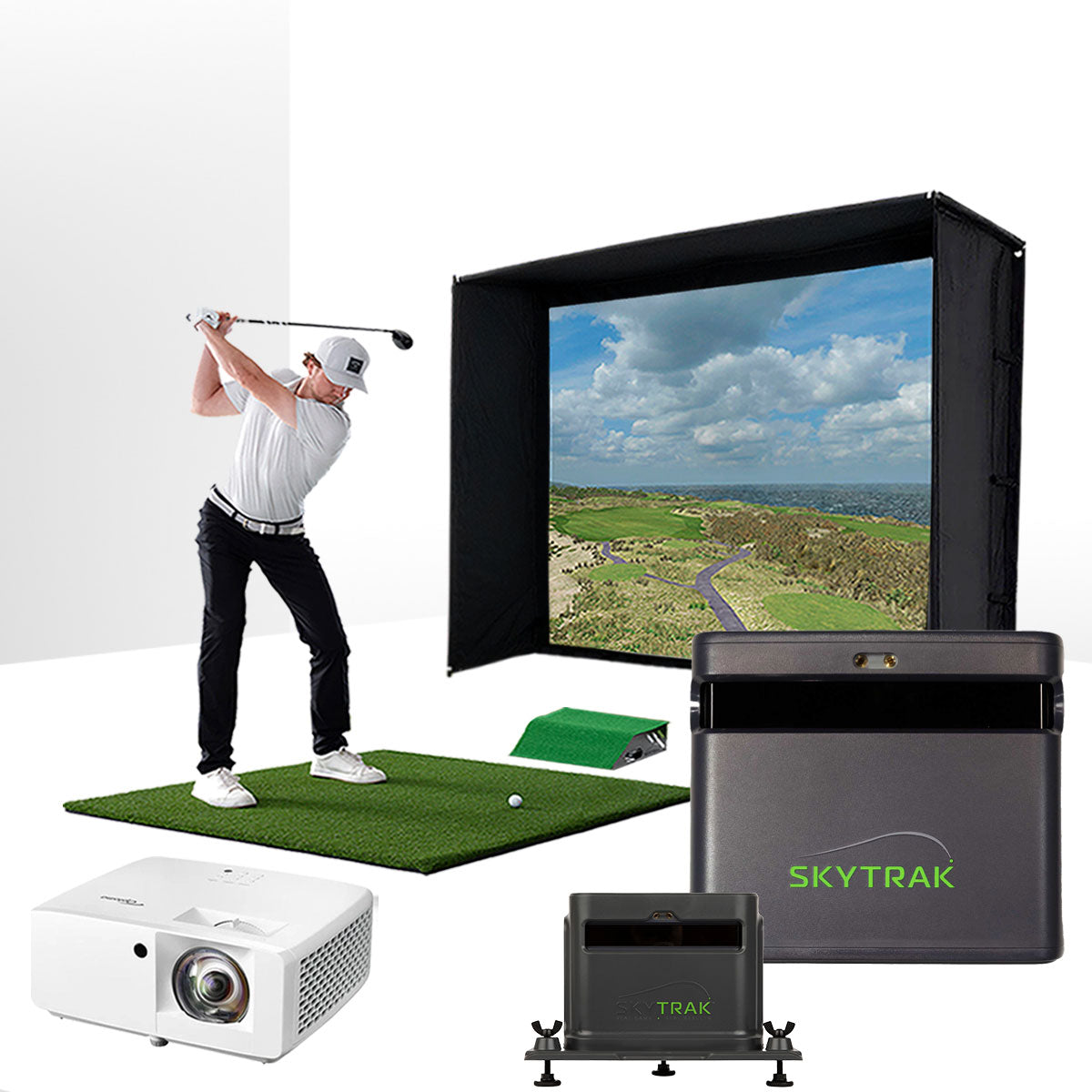 SkyTrak ST MAX with PlayBetter SimStudio™ BYO (Build Your Own) Package – Custom Home Golf Simulator Studio Builder with Impact Screen, Enclosure, Optional Mats, Projector & More