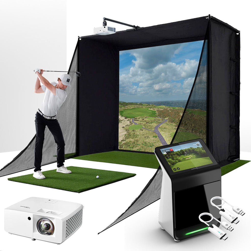 Garmin Approach R50 (Certified Pre-Owned) with PlayBetter SimStudio™ COMPLETE Package | Golf Simulator Studio with Impact Screen, Enclosure, Side Barriers, Hitting/Putting Mats, Projector & Wireless HDMI Transmitter