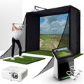 Garmin Approach R50 (Certified Pre-Owned) with PlayBetter SimStudio™ COMPLETE Package | Golf Simulator Studio with Impact Screen, Enclosure, Side Barriers, Hitting/Putting Mats, Projector & Wireless HDMI Transmitter