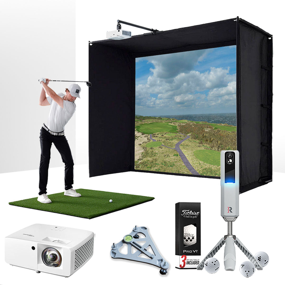 Rapsodo MLM2PRO with PlayBetter SimStudio™ BYO (Build Your Own) Package – Custom Home Golf Simulator Studio Builder with Impact Screen, Enclosure, Optional Mats, Projector & More