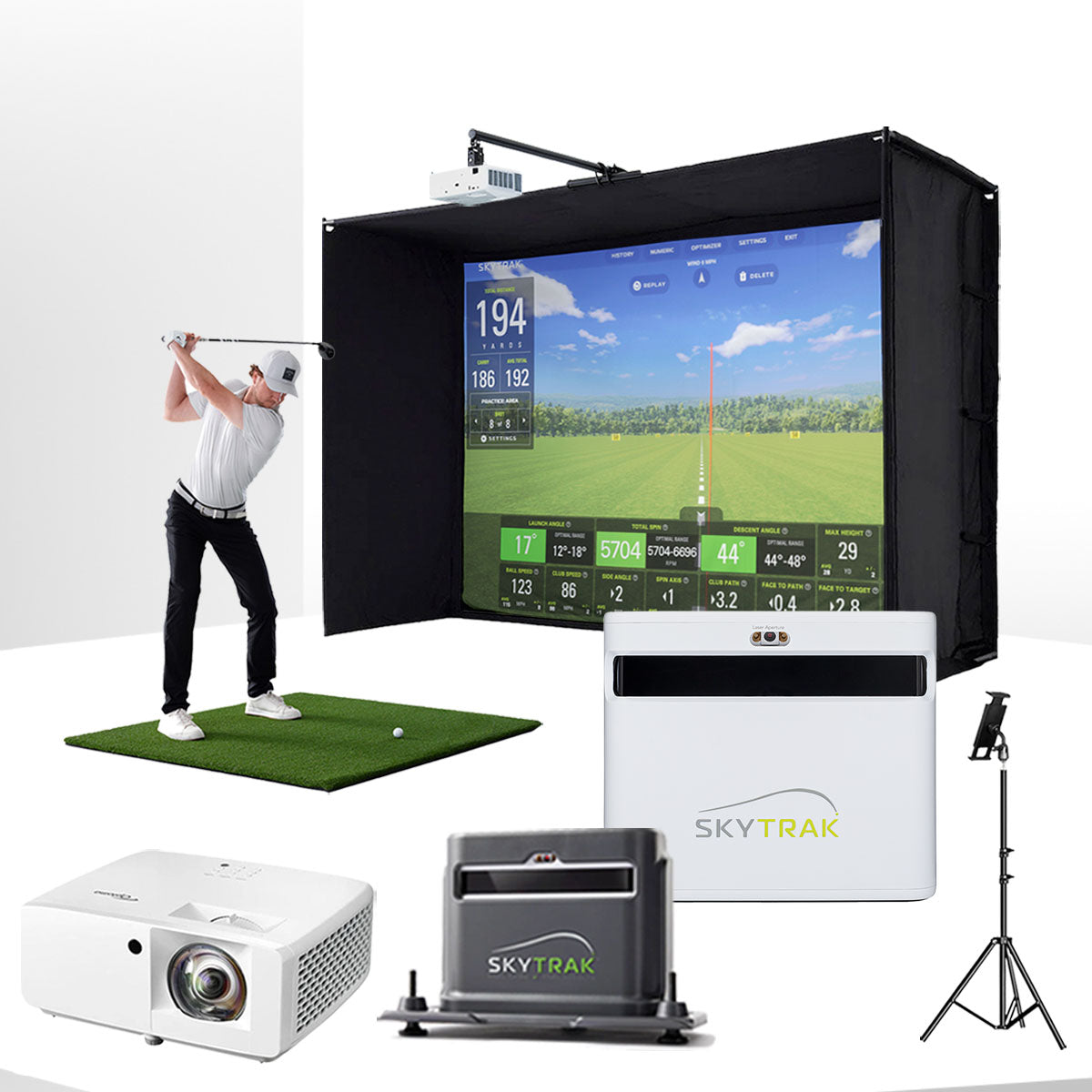SkyTrak+ with PlayBetter SimStudio™ BYO (Build Your Own) Package – Custom Home Golf Simulator Studio Builder with Impact Screen, Enclosure, Optional Mats, Projector & 1-Year FREE Foresight Course Play