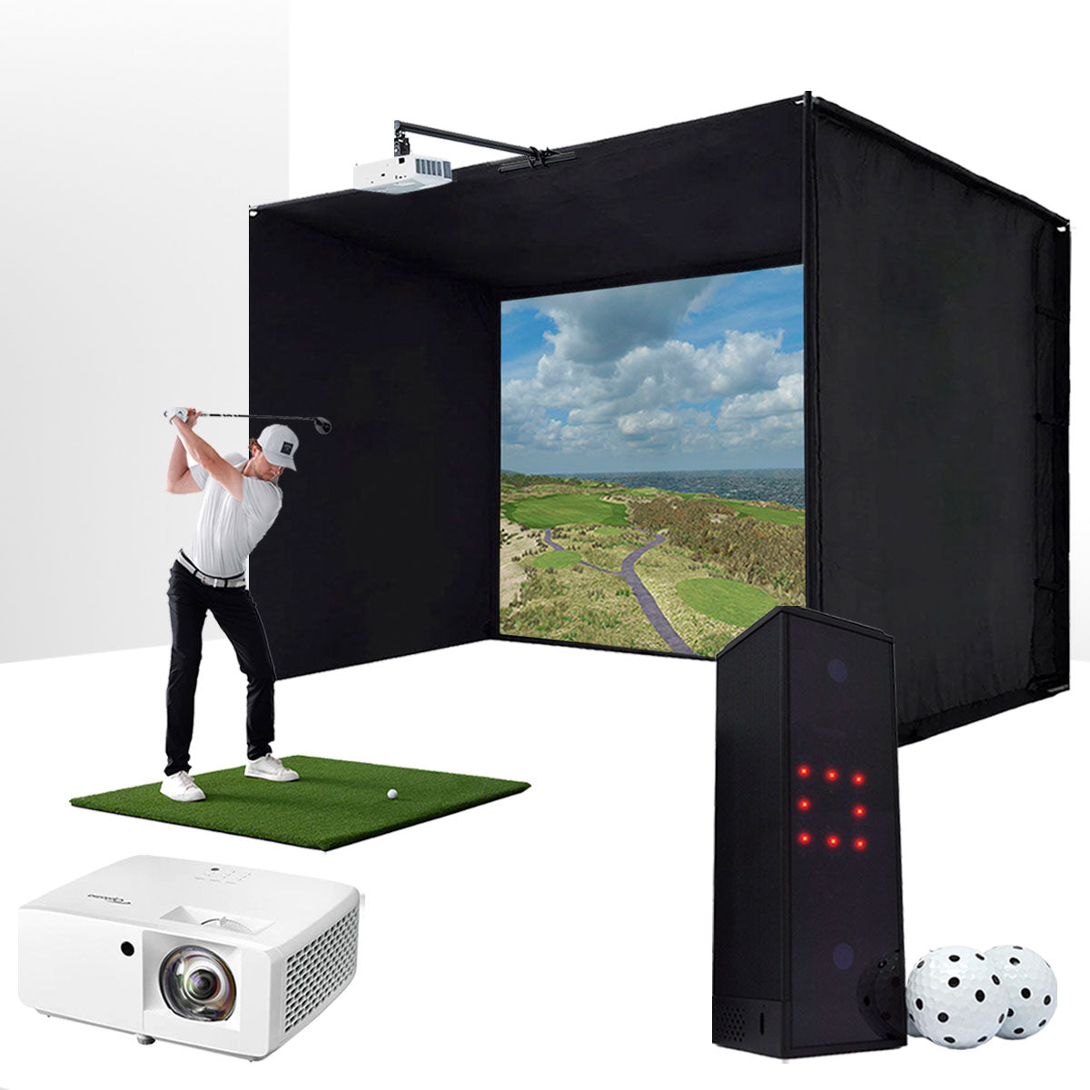 Square Golf with PlayBetter SimStudio™ BYO (Build Your Own) Package – Custom Home Golf Simulator Studio Builder with Impact Screen, Enclosure, Optional Mats, Projector & More