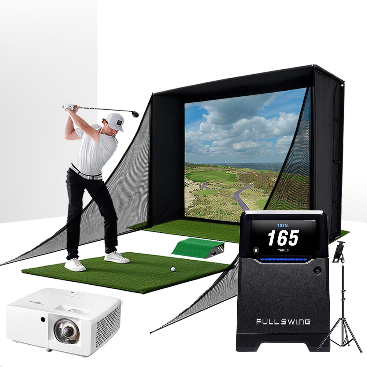 Full Swing KIT with PlayBetter SimStudio™ COMPLETE Package | Golf Simulator Studio with Impact Screen, Enclosure, Side Barriers, Hitting/Putting Mats & Projector