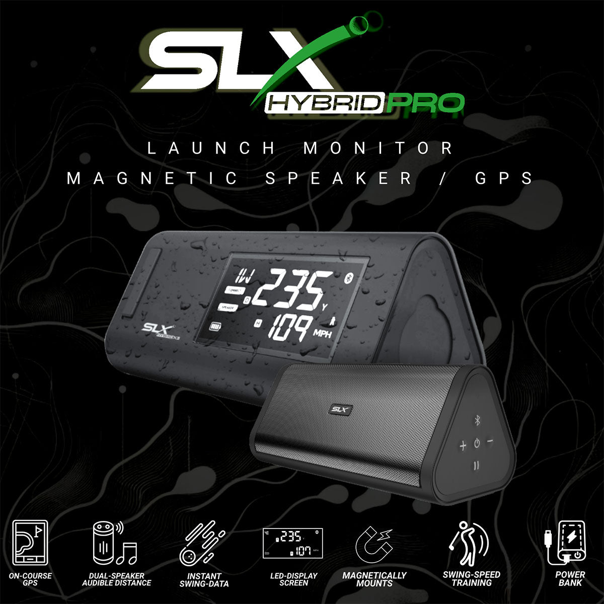 Swing Logic SLX HYBRID Pro Mobile Launch Monitor & GPS Speaker