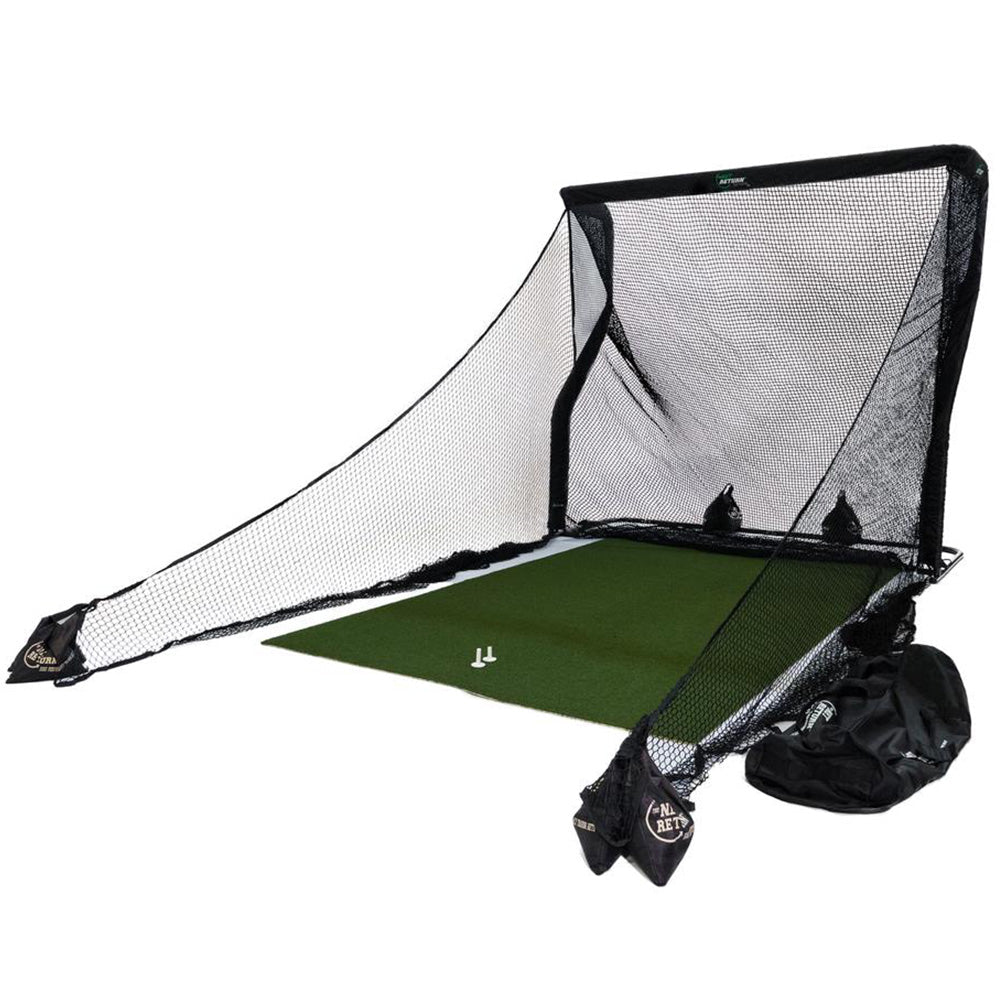 The Net Return Premium Golf Hitting Net Package with Hitting Turf, Side Barriers & Sand Bags