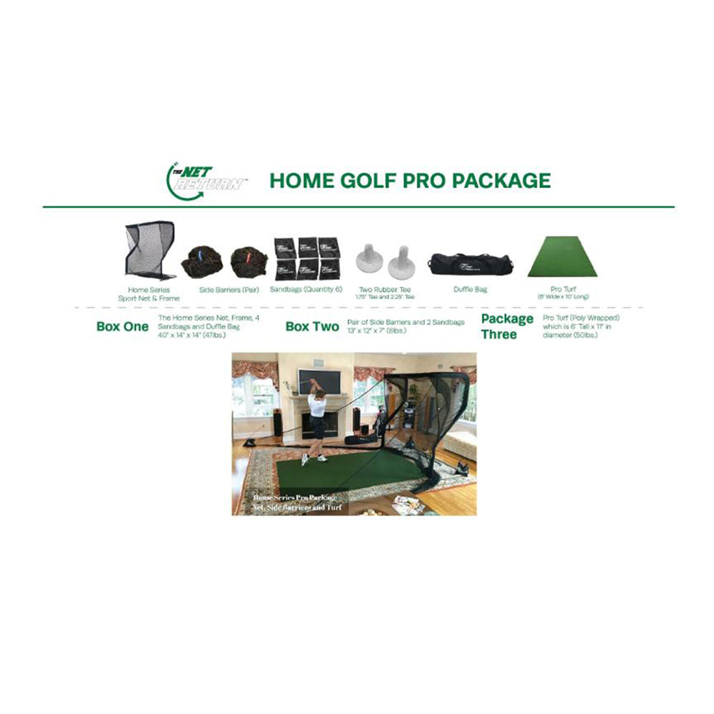 The Net Return Premium Golf Hitting Net Package with Hitting Turf, Side Barriers & Sand Bags