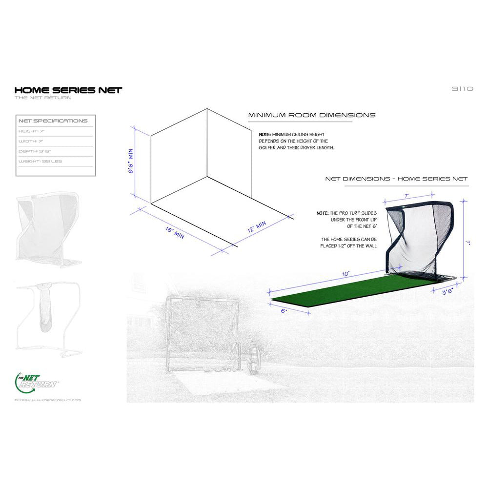 The Net Return Premium Golf Hitting Net Package with Hitting Turf, Side Barriers & Sand Bags