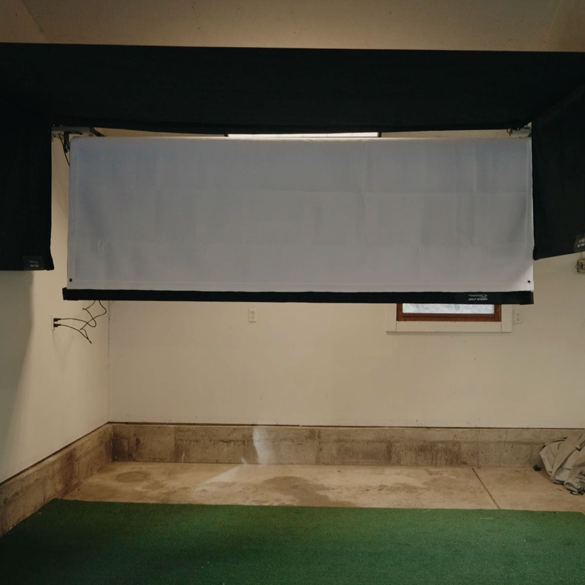 Square Golf SportScreen Vanish Retractable Golf Studio Complete Package | Home Golf Simulator Studio with Impact Screen, Enclosure, Hitting Mat, Putting Turf & Projector