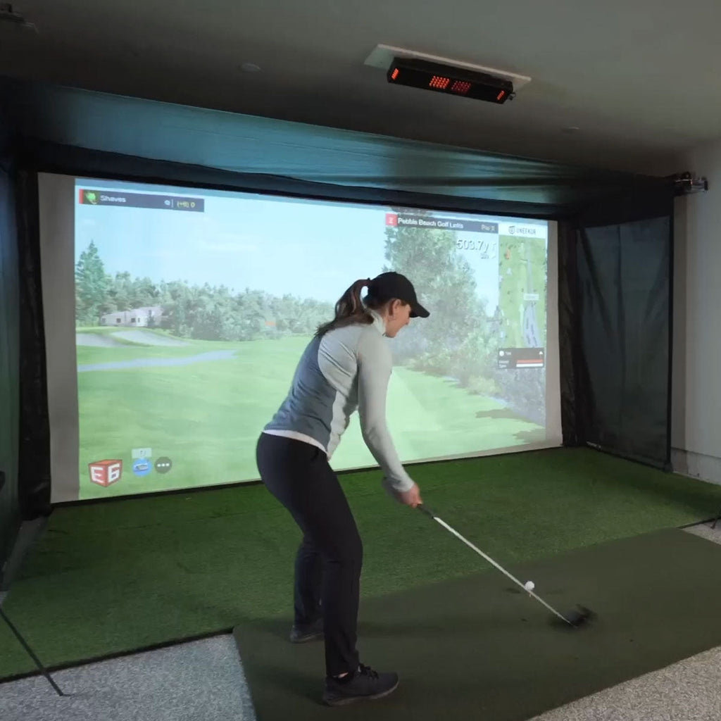 Foresight GCQuad SportScreen Vanish Retractable Golf Studio Complete Package | Home Golf Simulator Studio with Impact Screen, Enclosure, Hitting Mat, Putting Turf & Projector