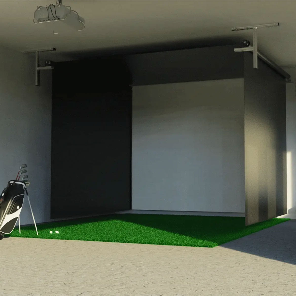 Foresight GC3 SportScreen Vanish Retractable Golf Studio Complete Package | Home Golf Simulator Studio with Impact Screen, Enclosure, Hitting Mat, Putting Turf & Projector
