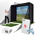 FlightScope Mevo Gen2 with PlayBetter SimStudio™ COMPLETE Package | Golf Simulator Studio with Impact Screen, Enclosure, Side Barriers, Hitting/Putting Mats, Projector & Alignment Stand