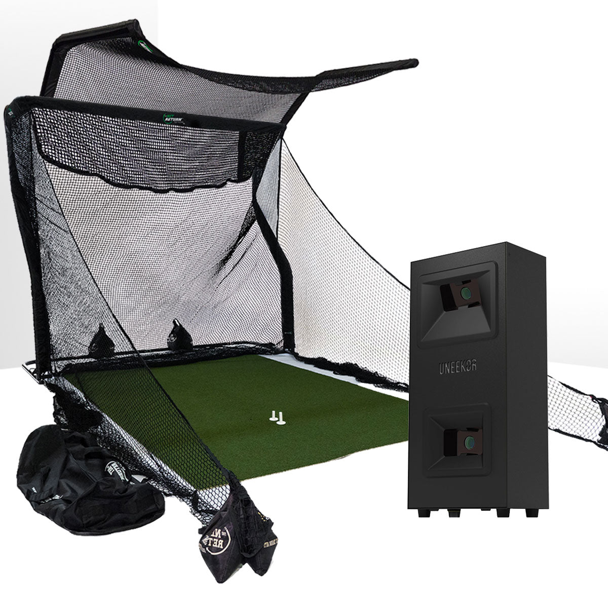 Uneekor EYE MINI LITE Golf Launch Monitor & Simulator Home Net Studio with The Net Return Premium Hitting Net Package