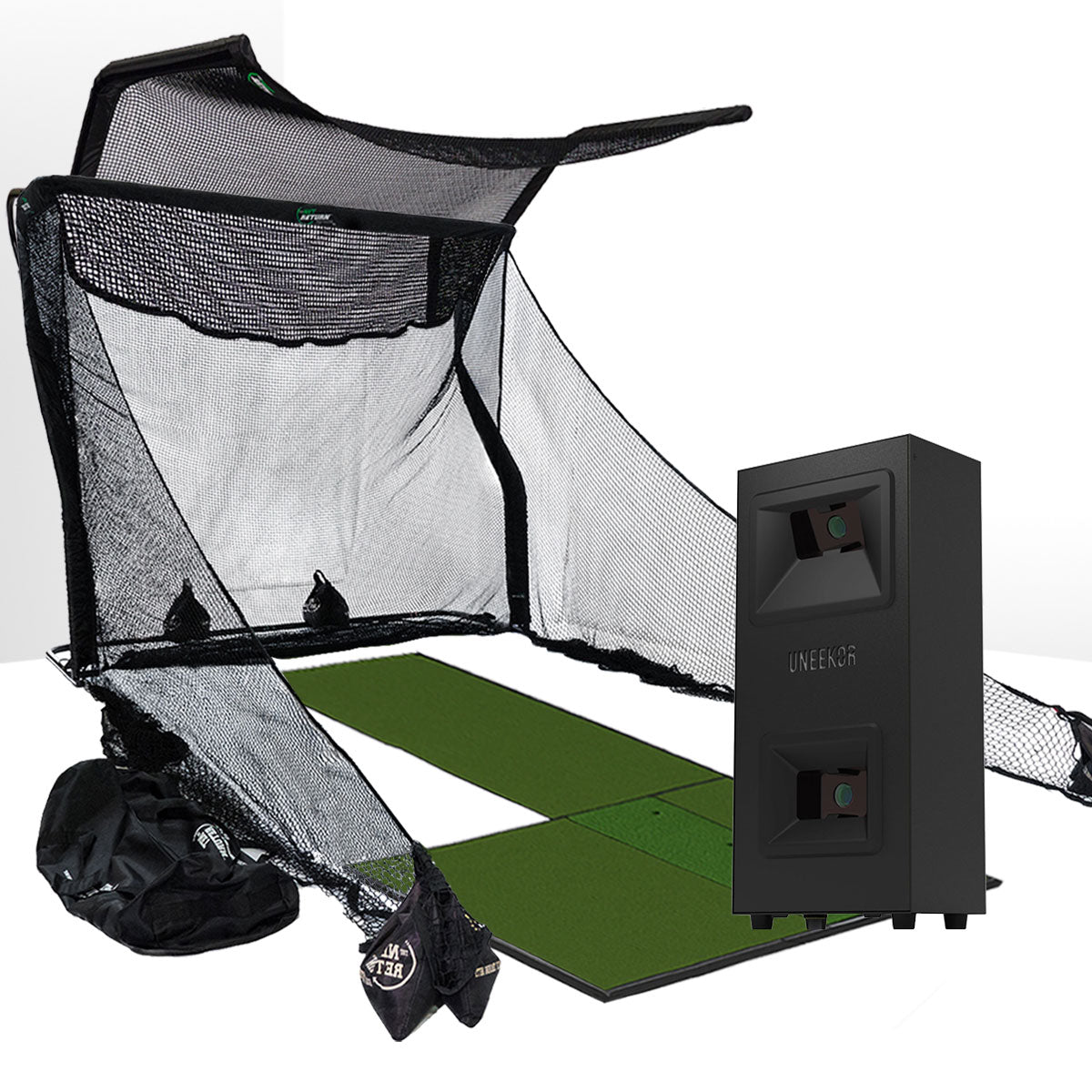 Uneekor EYE MINI LITE Golf Launch Monitor & Simulator Home Net Studio with The Net Return Premium Hitting Net Package