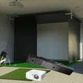 Uneekor EYE XO2 SportScreen Vanish Retractable Golf Studio Complete Package | Home Golf Simulator Studio with Impact Screen, Enclosure, Hitting Mat, Putting Turf & Projector