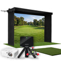 Garmin Approach R10 SportScreen Vanish LITE Hybrid-Retractable Golf Studio Complete Package | Home Golf Simulator Studio with Impact Screen, Enclosure, Hitting Mat, Putting Turf & Projector
