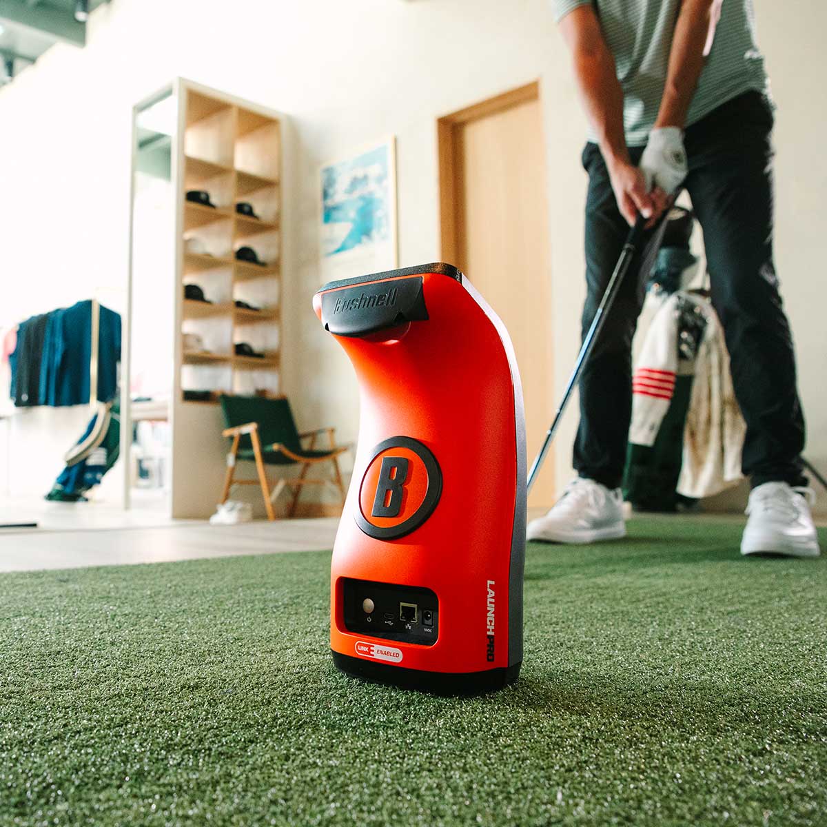 Bushnell Launch Pro Circle B with PlayBetter SimStudio™ ESSENTIALS Package | Golf Simulator Studio with Impact Screen, Enclosure, Hitting Mat & Projector