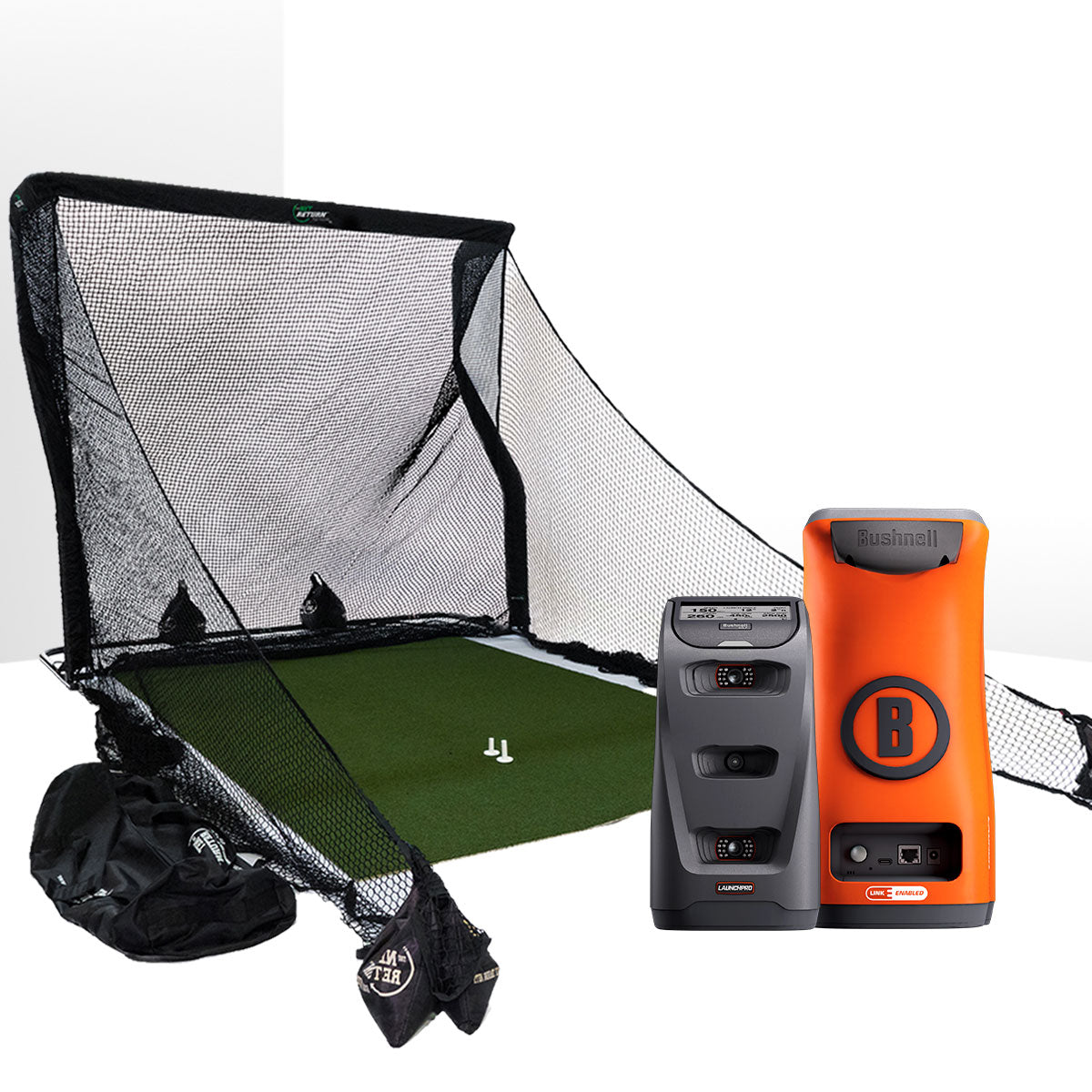 Bushnell Launch Pro Circle B Golf Launch Monitor Home Net Studio with The Net Return Premium Hitting Net Package