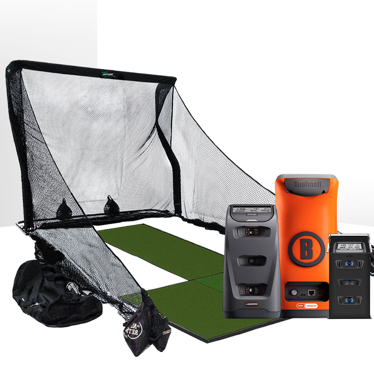 Bushnell Launch Pro Circle B Golf Launch Monitor Home Net Studio with The Net Return Premium Hitting Net Package