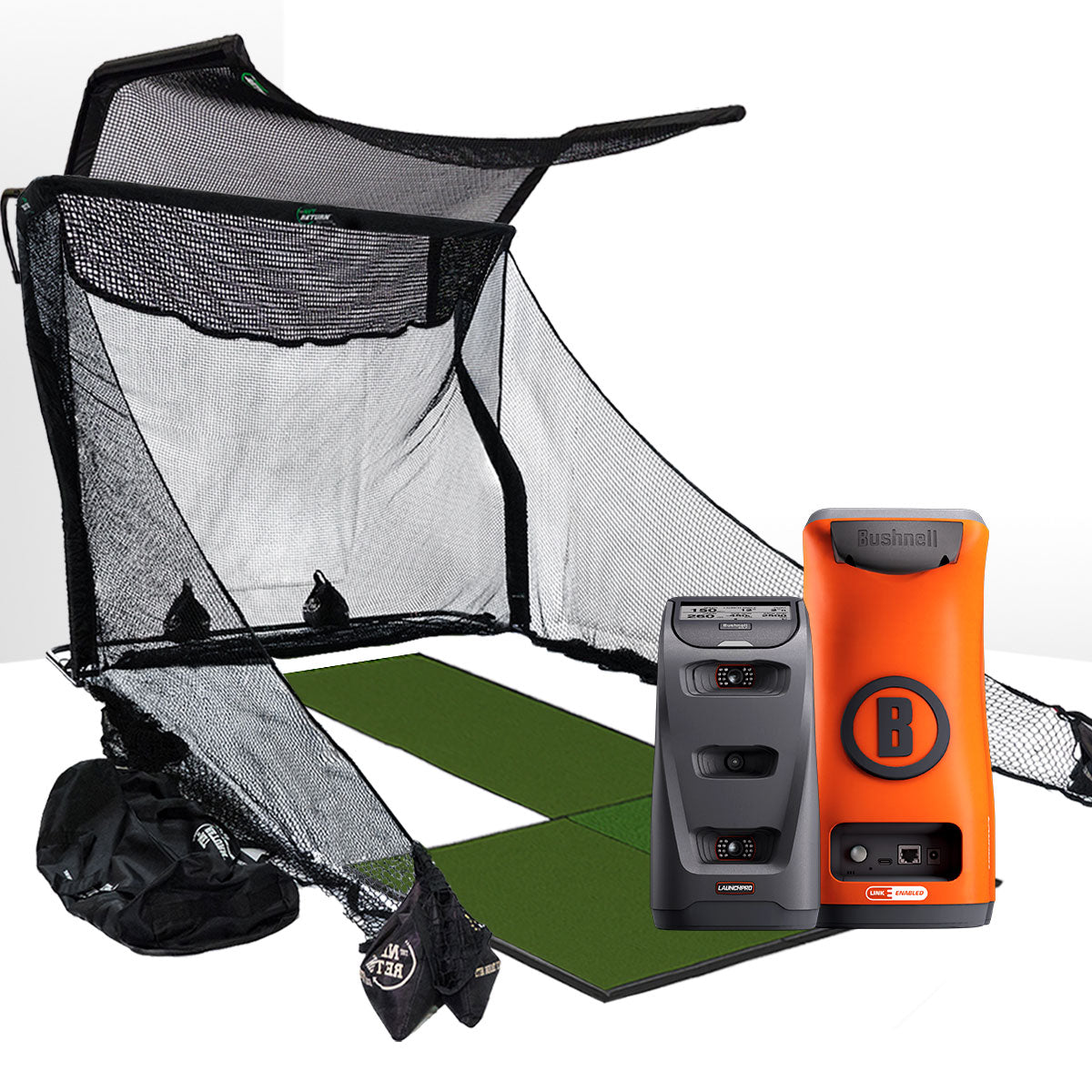 Bushnell Launch Pro Circle B Golf Launch Monitor Home Net Studio with The Net Return Premium Hitting Net Package
