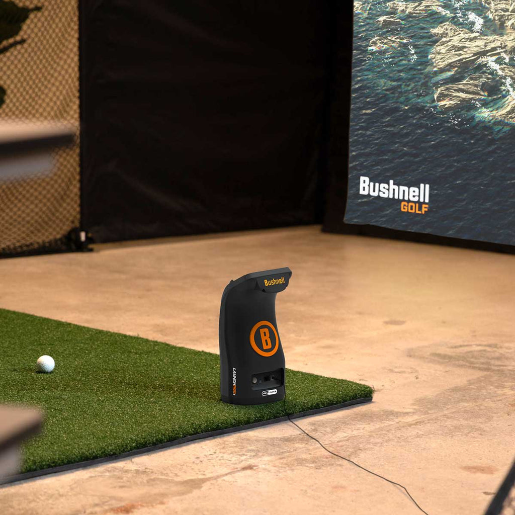 Bushnell LPi Circle B with PlayBetter SimStudio™ ESSENTIALS Package | Golf Simulator Studio with Impact Screen, Enclosure, Hitting Mat & Projector