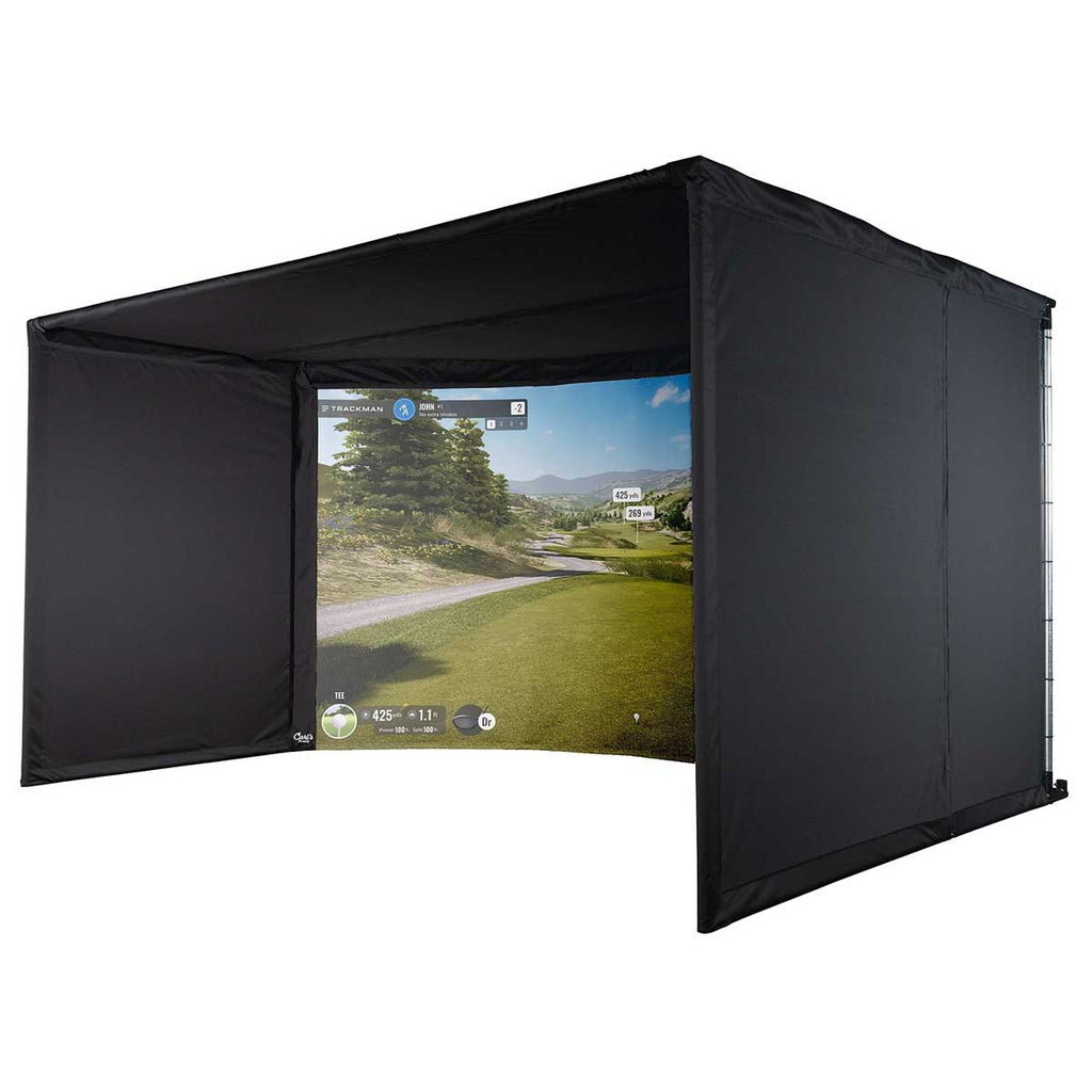 Uneekor EYE XR with PlayBetter SimStudio™ OVERHEAD Premium Home Golf Studio Package with Carl's Place Curved Enclosure