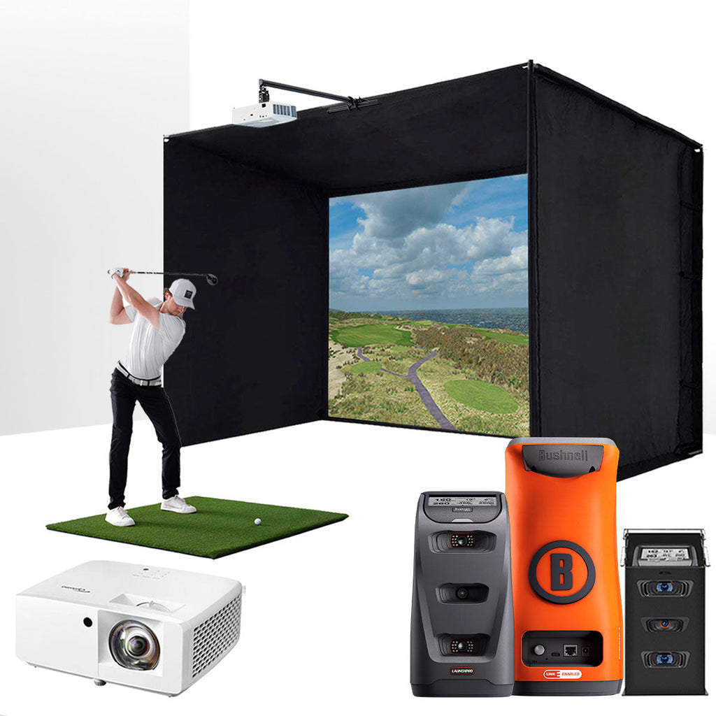 Bushnell Launch Pro Circle B with PlayBetter SimStudio™ BYO (Build Your Own) Package – Custom Home Golf Simulator Studio Builder with Impact Screen, Enclosure, Optional Mats, Projector & More