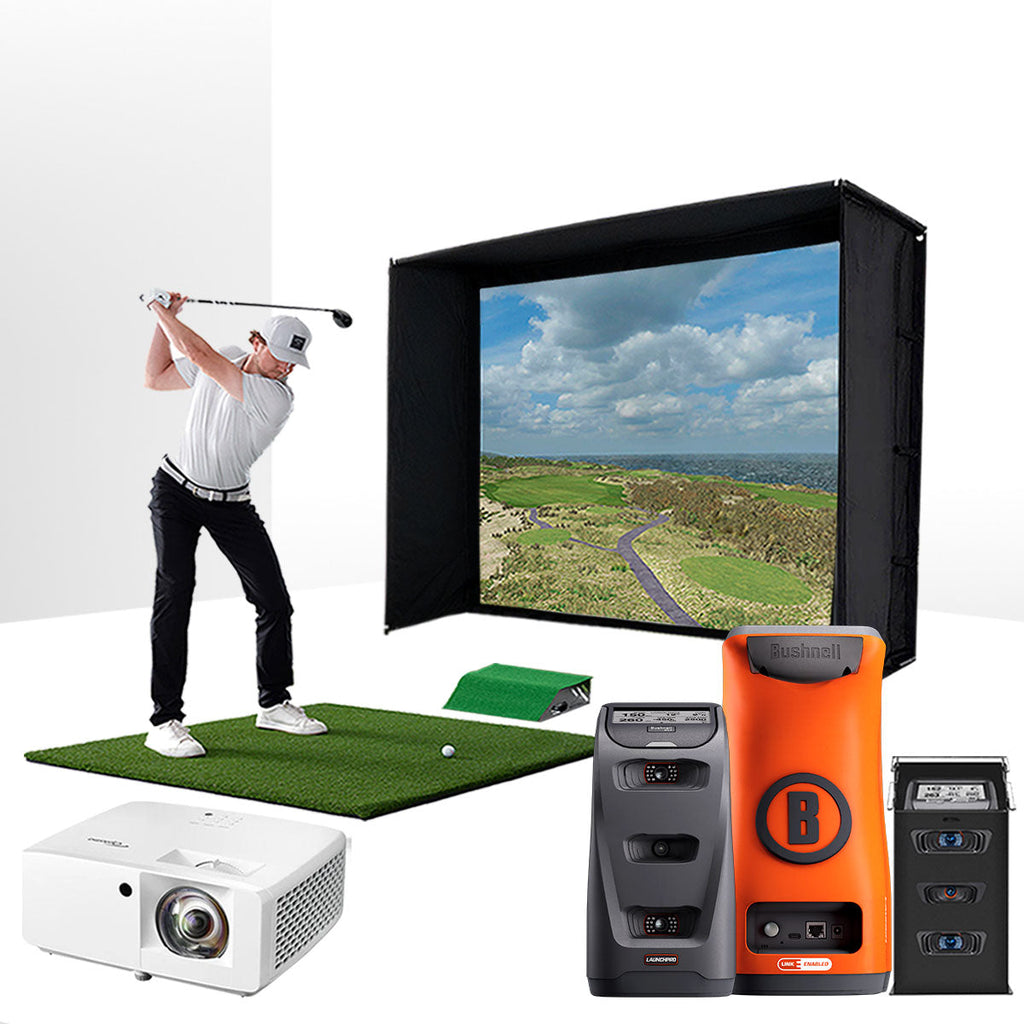 Bushnell Launch Pro Circle B with PlayBetter SimStudio™ BYO (Build Your Own) Package – Custom Home Golf Simulator Studio Builder with Impact Screen, Enclosure, Optional Mats, Projector & More