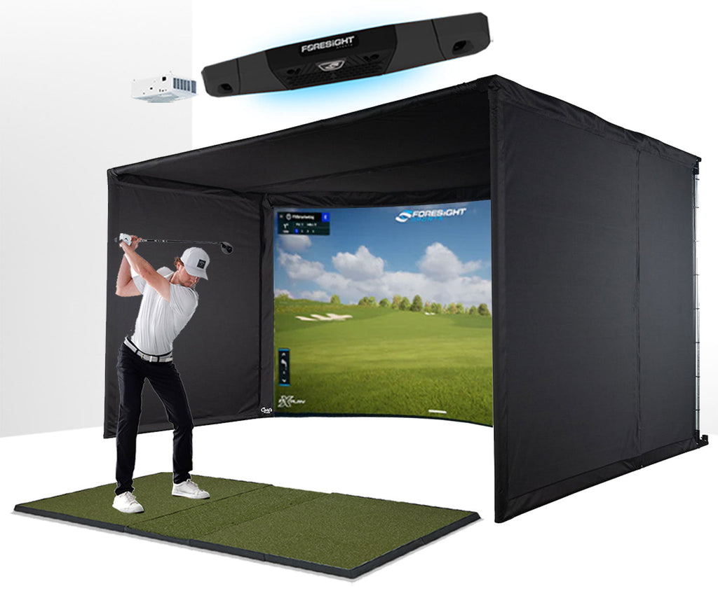 Foresight Falcon with PlayBetter SimStudio™ OVERHEAD Premium Home Golf Studio Package with Carl's Place Curved Enclosure