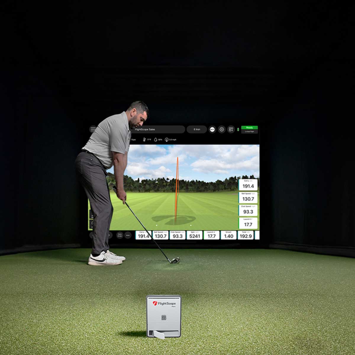 FlightScope Mevo Gen2 with PlayBetter SimStudio™ ESSENTIALS Package | Golf Simulator Studio with Impact Screen, Enclosure, Hitting Mat & Projector