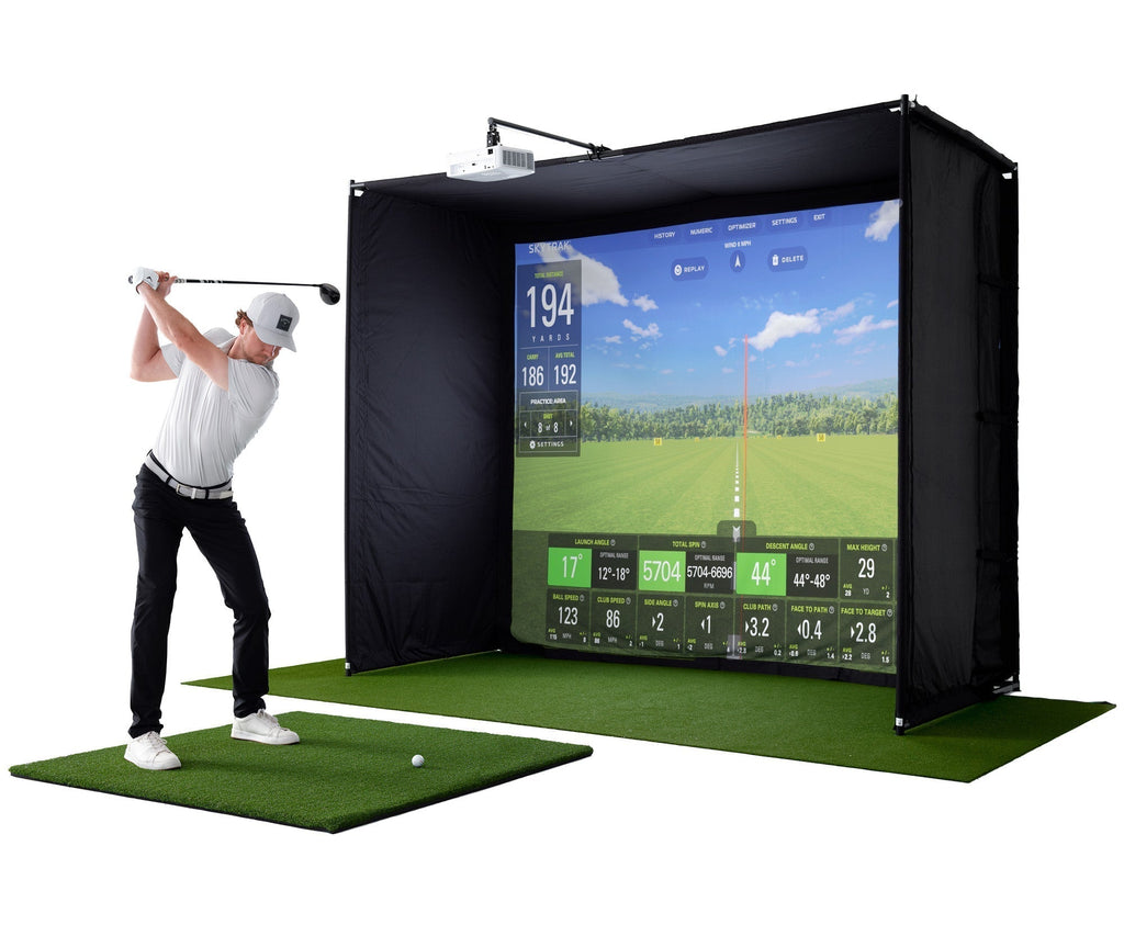 Foresight GCQuad with PlayBetter SimStudio™ COMPLETE Package | Golf Simulator Studio with Impact Screen, Enclosure, Side Barriers, Hitting/Putting Mats, Projector & Protective Case