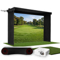ProTee VX SportScreen Vanish LITE Hybrid-Retractable Golf Studio Complete Package | Home Golf Simulator Studio with Impact Screen, Enclosure, Hitting Mat, Putting Turf & Projector