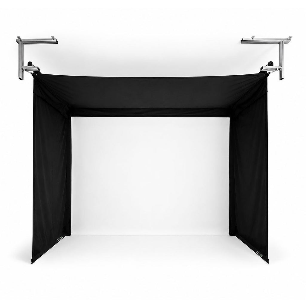 SportScreen Vanish Retractable Golf Studio Complete Package by PlayBetter | Home Golf Simulator Studio with Impact Screen, Enclosure, Hitting Mat, Putting Turf & Projector