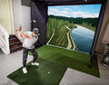 SportScreen Vanish Retractable Golf Studio Complete Package by Golficity | Home Golf Simulator Studio with Impact Screen, Enclosure, Hitting Mat, Putting Turf & Projector