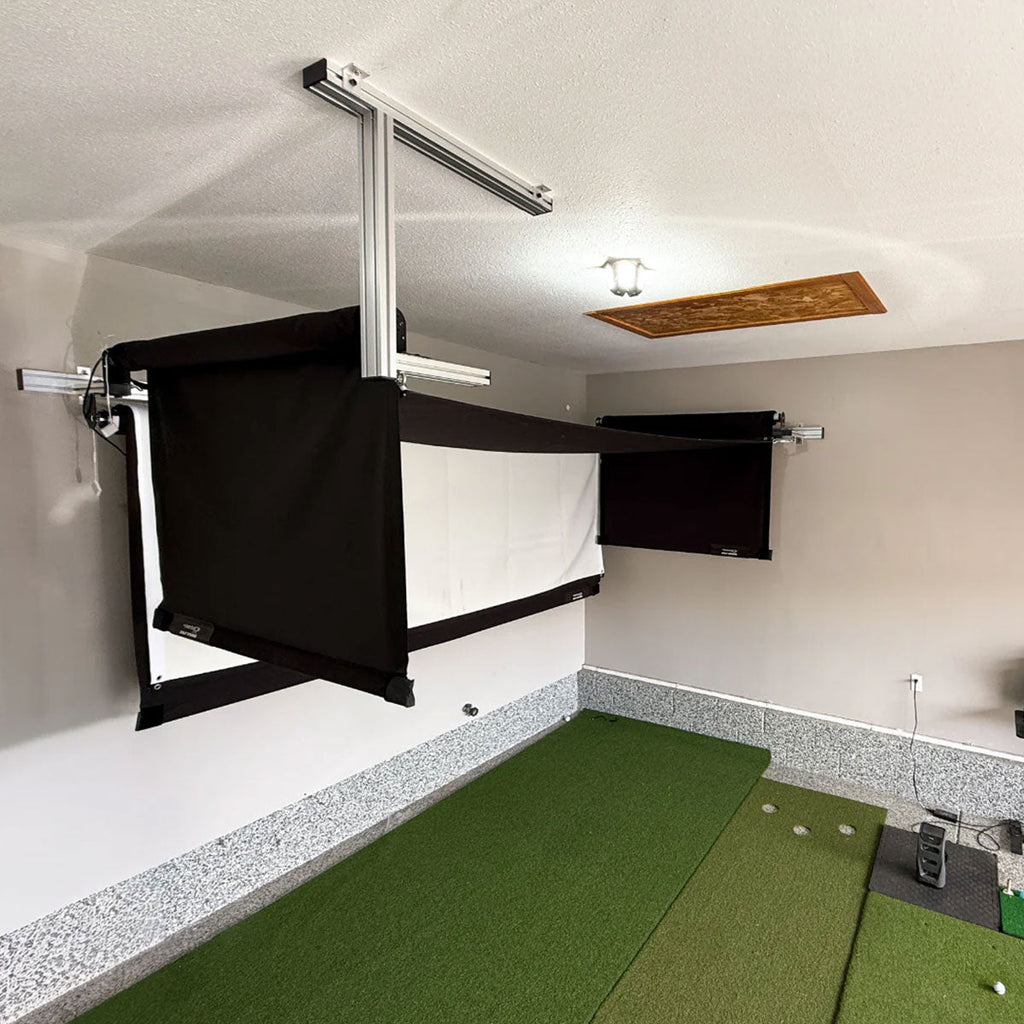 Garmin Approach R10 SportScreen Vanish Retractable Golf Studio Complete Package | Home Golf Simulator Studio with Impact Screen, Enclosure, Hitting Mat, Putting Turf & Projector
