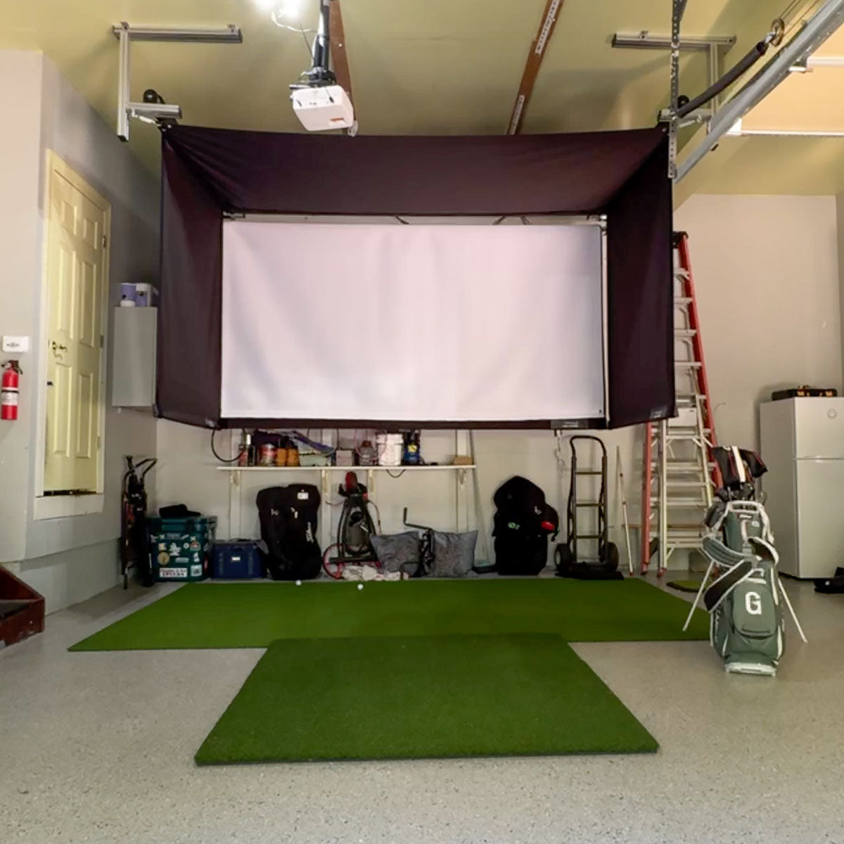 SkyTrak+ SportScreen Vanish Retractable Golf Studio Complete Package | Home Golf Simulator Studio with Impact Screen, Enclosure, Hitting Mat, Putting Turf, Projector & 1-Year FREE Foresight Course Play