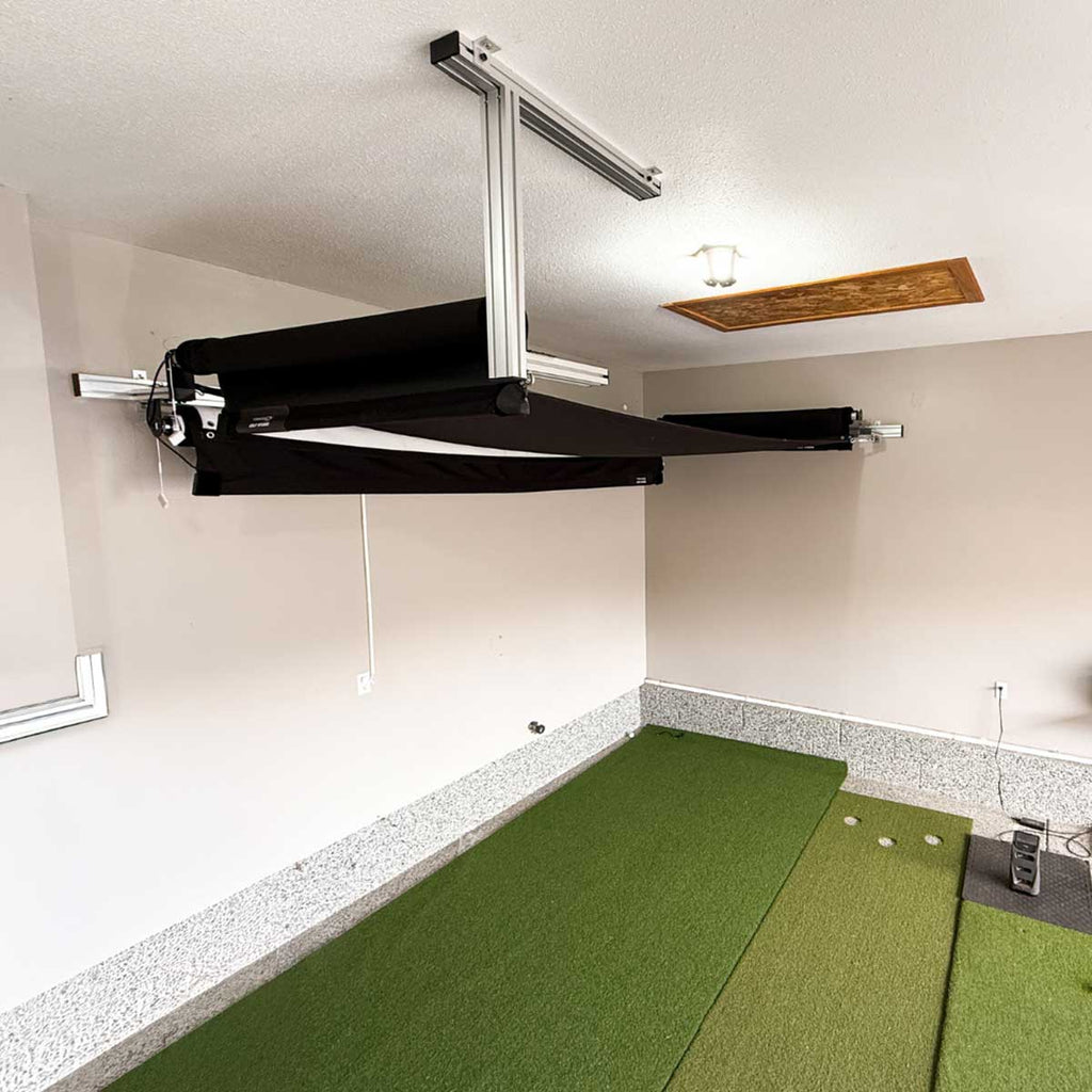Garmin Approach R10 SportScreen Vanish Retractable Golf Studio Complete Package | Home Golf Simulator Studio with Impact Screen, Enclosure, Hitting Mat, Putting Turf & Projector