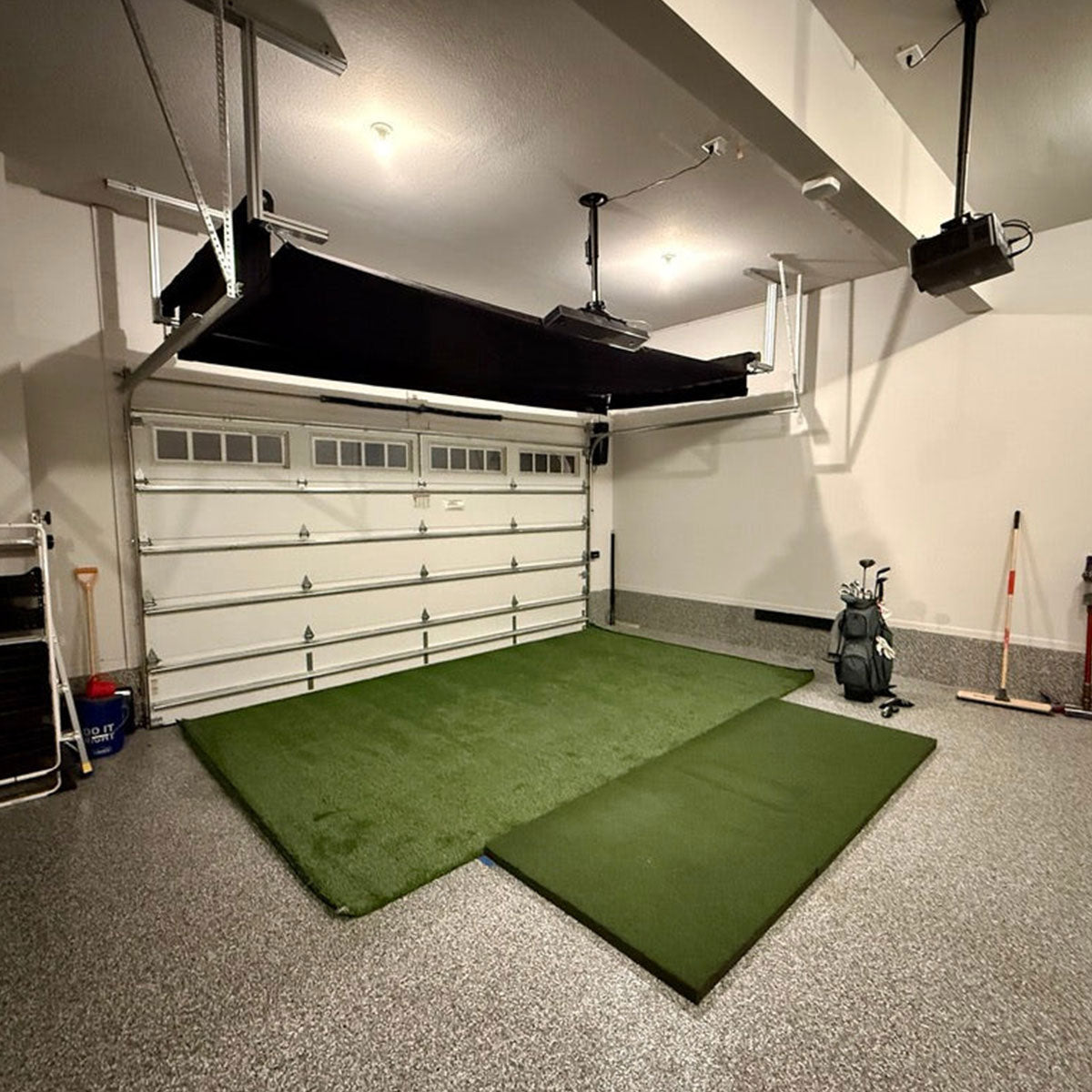 Square Golf SportScreen Vanish Retractable Golf Studio Complete Package | Home Golf Simulator Studio with Impact Screen, Enclosure, Hitting Mat, Putting Turf & Projector