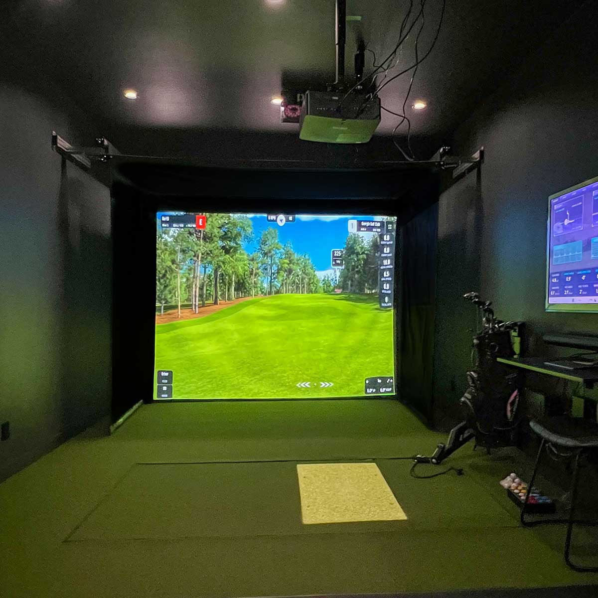 SportScreen Vanish Retractable Golf Studio Complete Package by PlayBetter | Home Golf Simulator Studio with Impact Screen, Enclosure, Hitting Mat, Putting Turf & Projector