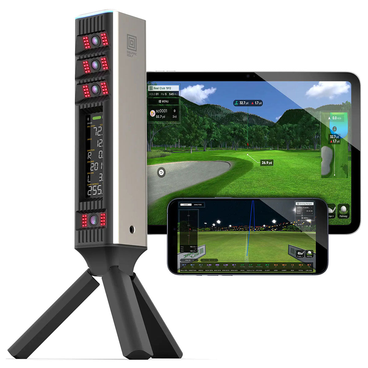 Square Golf Omni SportScreen Vanish LITE Hybrid-Retractable Golf Studio Complete Package | Home Golf Simulator Studio with Impact Screen, Enclosure, Hitting Mat, Putting Turf & Projector