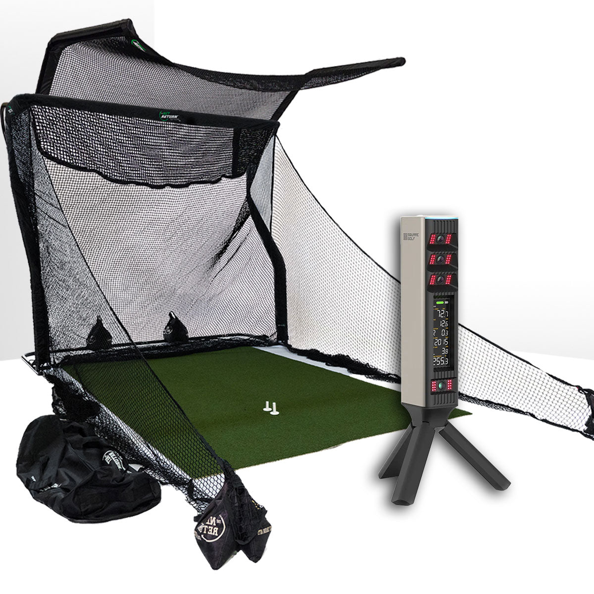 Square Golf Omni Golf Launch Monitor Home Net Studio with The Net Return Premium Hitting Net Package