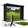 Square Golf Omni SportScreen Vanish LITE Hybrid-Retractable Golf Studio Complete Package | Home Golf Simulator Studio with Impact Screen, Enclosure, Hitting Mat, Putting Turf & Projector