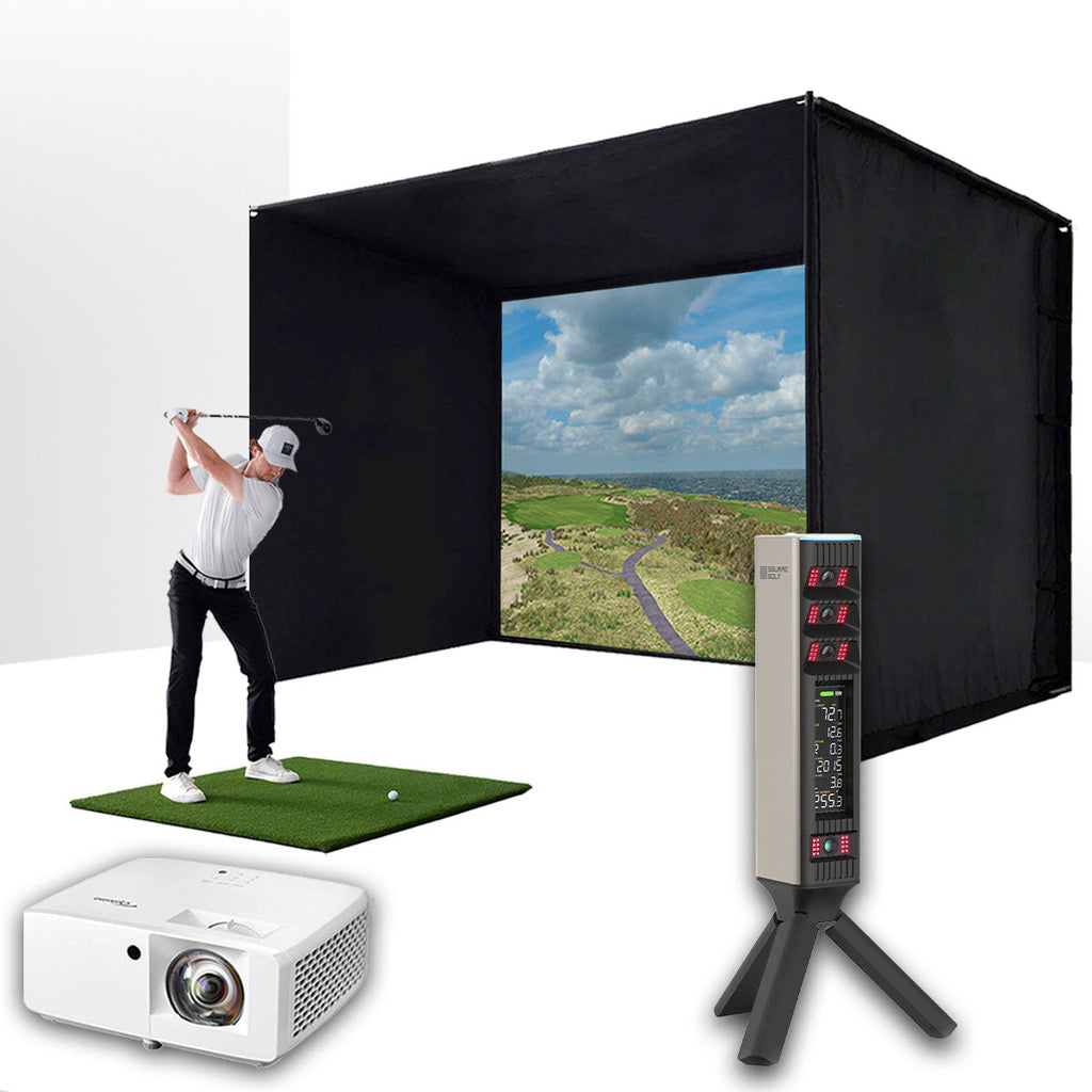 Square Golf Omni with PlayBetter SimStudio™ BYO (Build Your Own) Package – Custom Home Golf Simulator Studio Builder with Impact Screen, Enclosure, Optional Mats, Projector & More