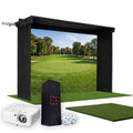 Square Golf SportScreen Vanish LITE Hybrid-Retractable Golf Studio Complete Package | Home Golf Simulator Studio with Impact Screen, Enclosure, Hitting Mat, Putting Turf & Projector