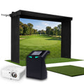 TruGolf LaunchBox SportScreen Vanish LITE Hybrid-Retractable Golf Studio Complete Package | Home Golf Simulator Studio with Impact Screen, Enclosure, Hitting Mat, Putting Turf & Projector